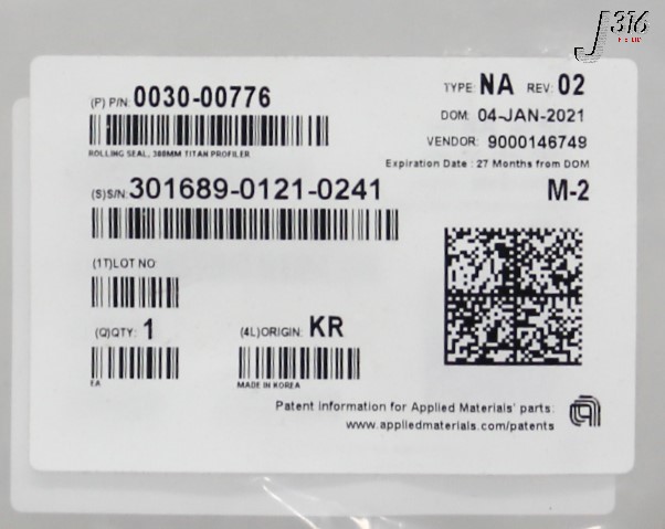 33451 APPLIED MATERIALS ROLLING SEAL, 300MM TITAN PROFILER (NEW